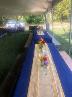 Reception tent table setting